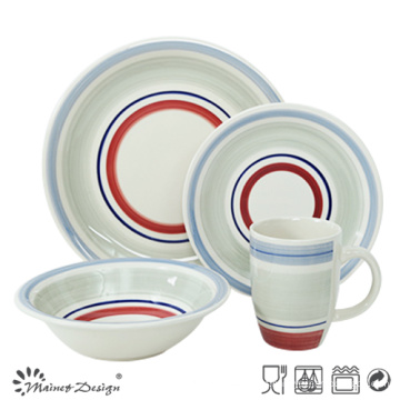 20pcs cerâmica jantar conjunto mão pintada círculos cor design